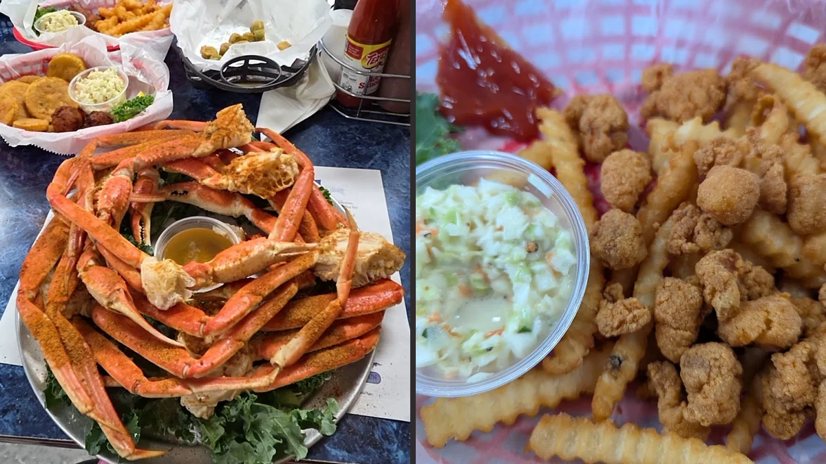 Fried fish served beside golden fries.